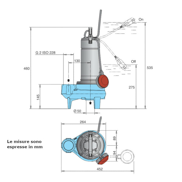 Pompa sommergibile GQSM 50-9 Calpeda monofase 0,75 kW