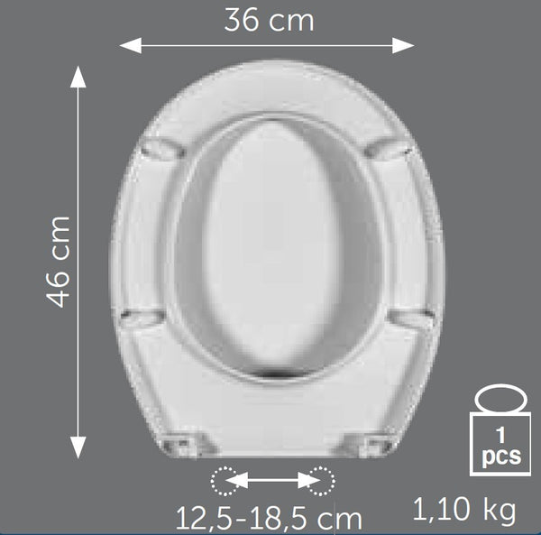 Sedile universale in termoindurente TP1 NEW cerniere nylon Polisedil