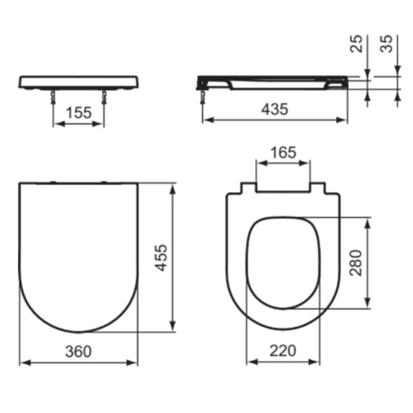 Sedile Blend Curve T3760V1 Ideal Standard chiusura rallentata avvolgente bianco seta opaco
