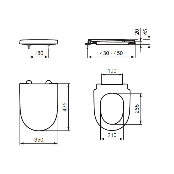 Sedile originale I.LIFE O T572101 Ideal Standard avvolgente