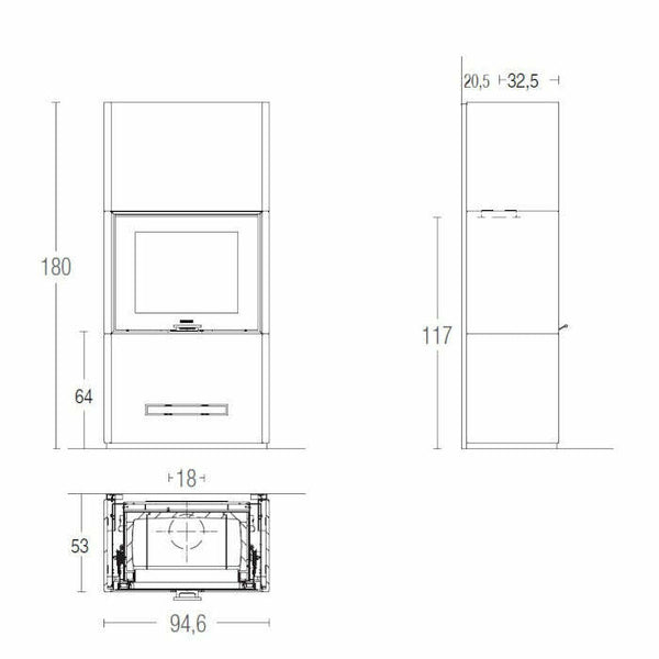 Piazzetta DAVOS MC 85/55 BL stufa caminetto a legna 11 kW