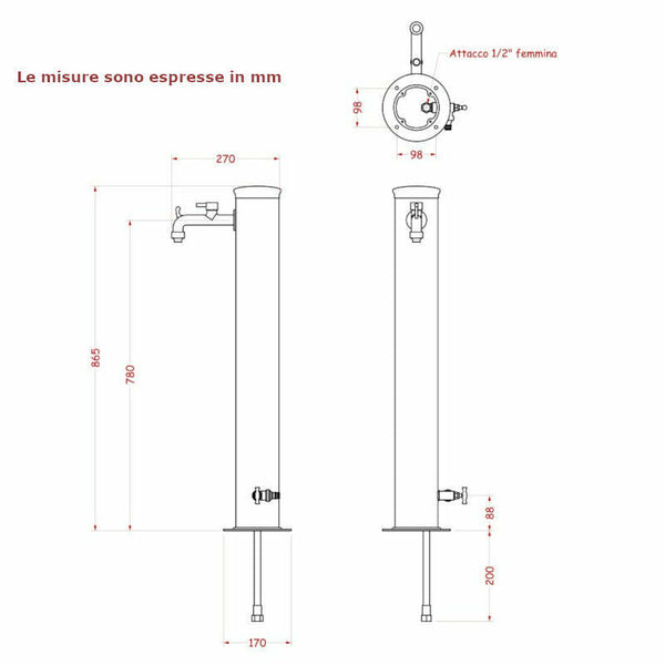 Fontana da giardino doppio rubinetto, antracite - Bel-Fer 42/ARR.5