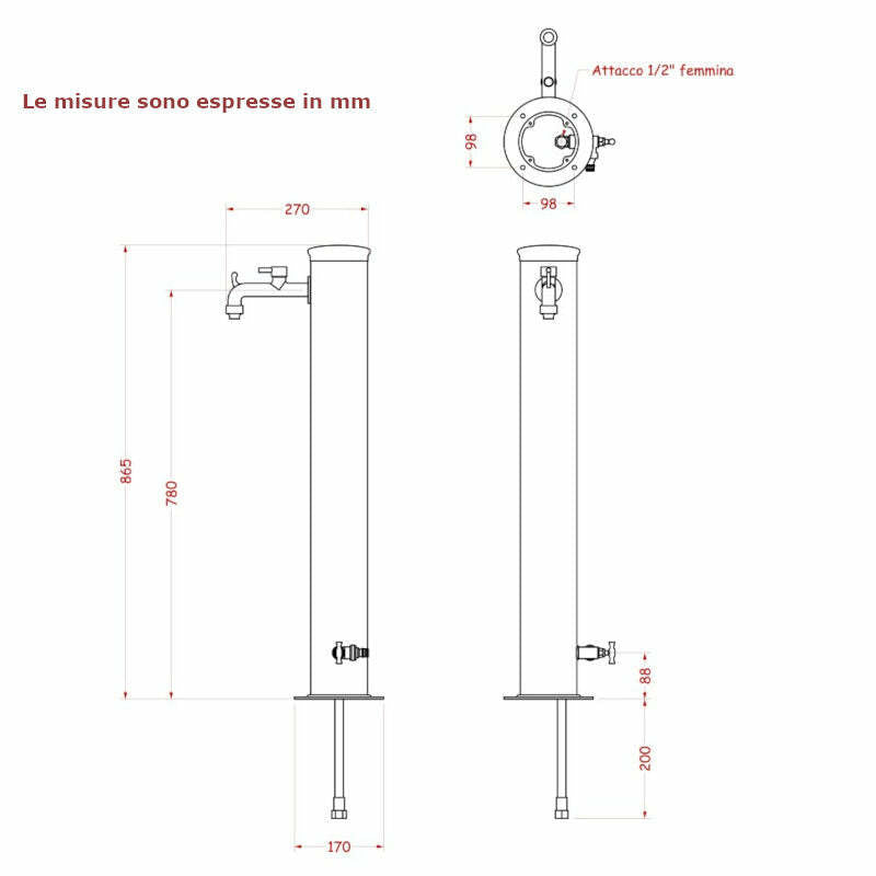 Fontana da giardino doppio rubinetto, antracite - Bel-Fer 42/ARR.5