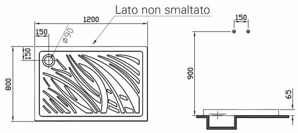 Vitra Arkitekt piatto doccia angolare 120 x 80 cm ceramica bianco