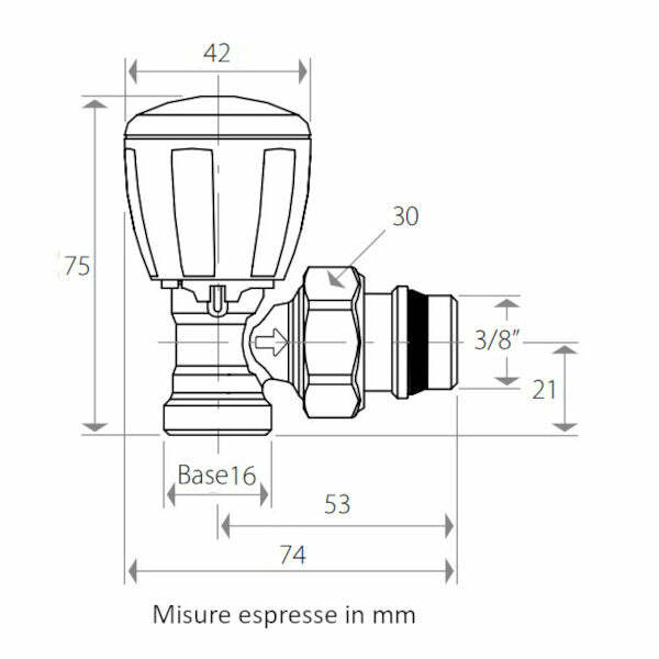 Giacomini R431TG valvola micrometrica termostatizzabile a squadra 3/8"x16