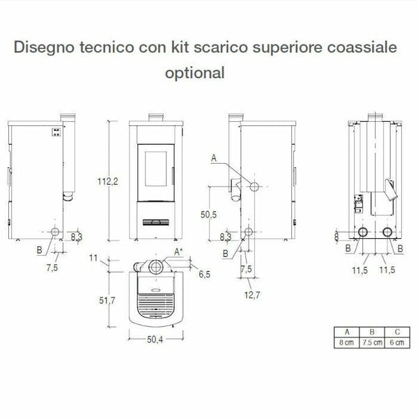 Piazzetta P120 stufa a pellet 8,5 kW
