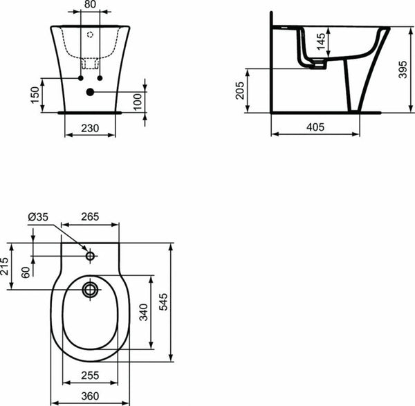 Ideal Standard CONNECT AIR bidet a terra filo parete