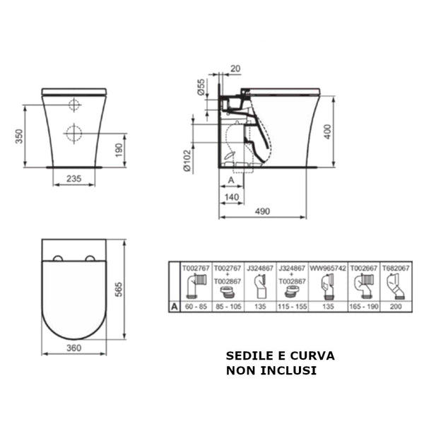 Vaso a terra filoparete La Dolce Vita LDV E263801 Ideal Standard