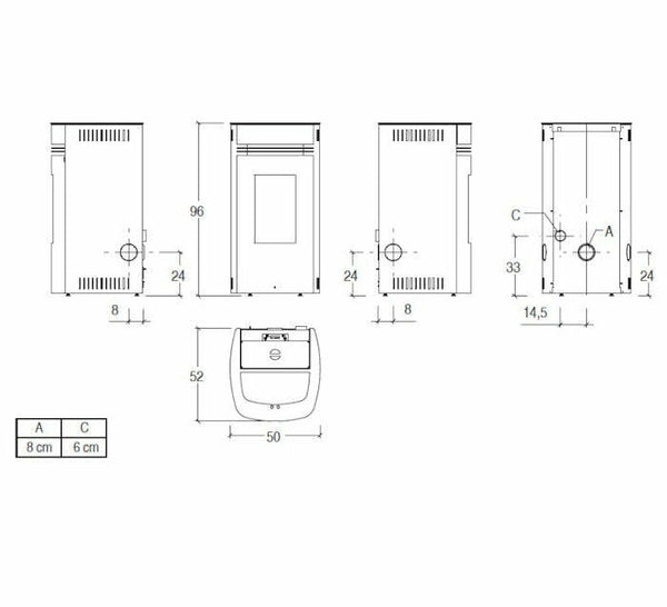 Superior Cleope stufa a pellet ermetica 6 KW
