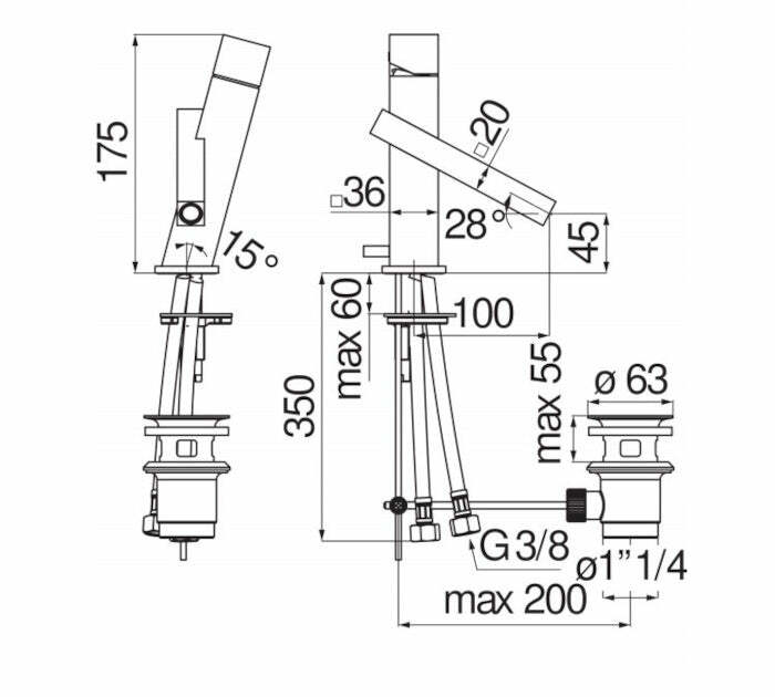 Nobili Tower miscelatore lavabo cromo
