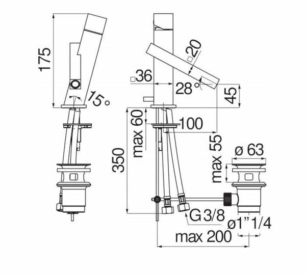 Nobili Tower miscelatore lavabo cromo