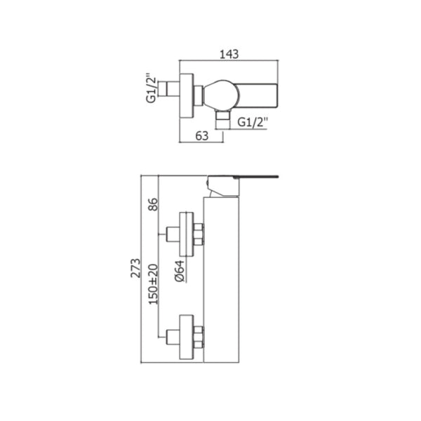 Miscelatore doccia esterno Tango TA168CR Paffoni attacco 1/2" senza set doccia
