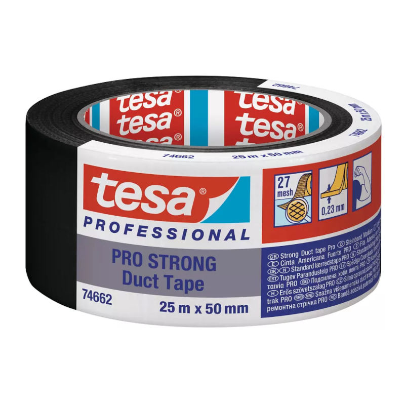 Nastro americano PRO-STRONG 74662 Tesa nero 50 mm x 25 m