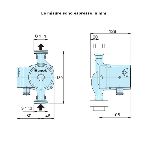 Circolatore per acqua sanitaria NCE PS 25-40/130 Calpeda 25 W