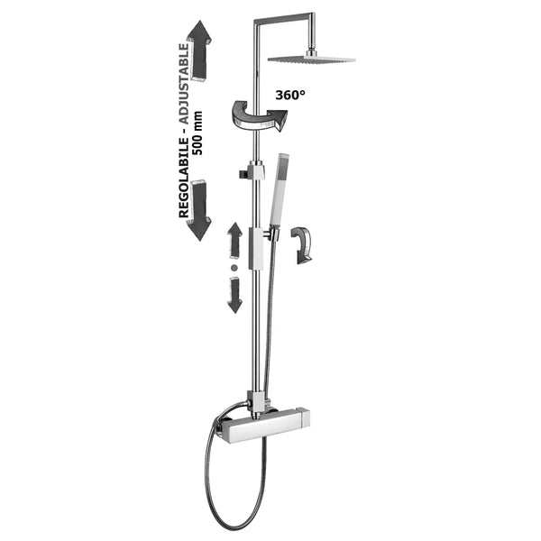 Colonna doccia regolabile SYNCRO PLUS con miscelatore e deviatore