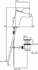 Miscelatore monocomando lavabo Active B8059AA Ideal Standard con piletta 1"1/4
