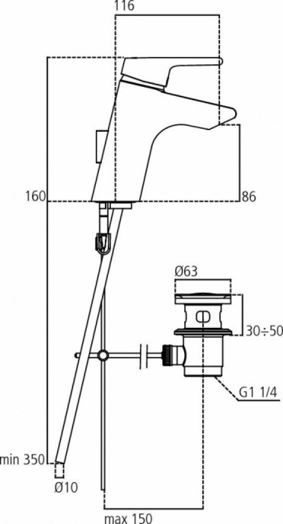 Miscelatore monocomando lavabo Active B8059AA Ideal Standard con piletta 1"1/4