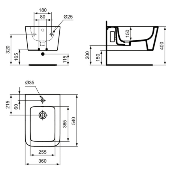 Bidet sospeso Blend Cube T368701 Ideal Standard bianco lucido