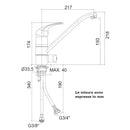 Miscelatore lavello Paffoni Nettuno 2 ND184CR con attacco lavastoviglie
