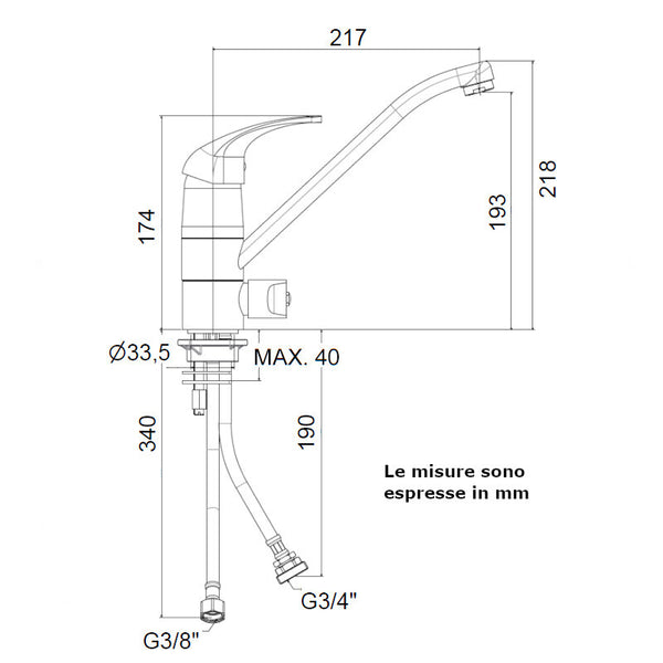 Miscelatore lavello Paffoni Nettuno 2 ND184CR con attacco lavastoviglie