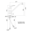 Miscelatore lavello Paffoni Nettuno 2 ND184CR con attacco lavastoviglie