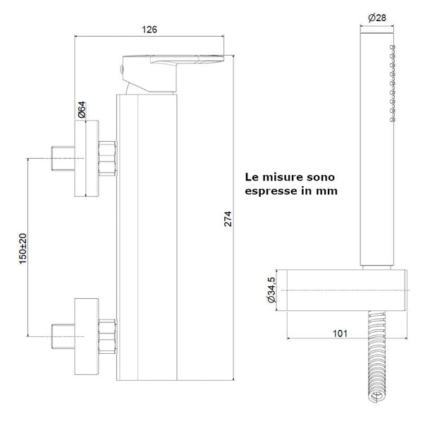 Candy miscelatore doccia CA168DCR Paffoni con doccetta Birillo Plus e flessibile
