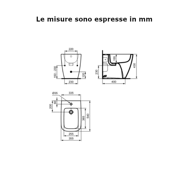 I.LIFE B T458201 Bidet ﬁlo parete Ideal Standard bianco europeo