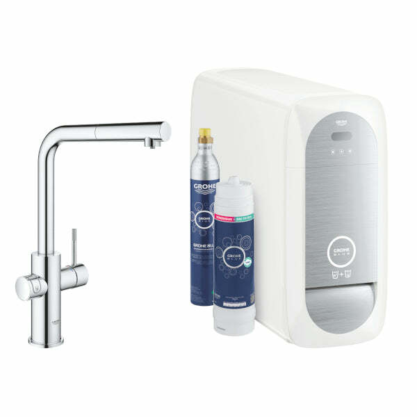 Grohe Blue Home starter kit miscelatore L rompigetto estraibile, refrigeratore, filtro Mg+Zn