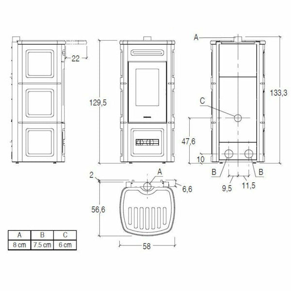 Piazzetta P230 C TOP stufa a pellet 11 kW scarico superiore