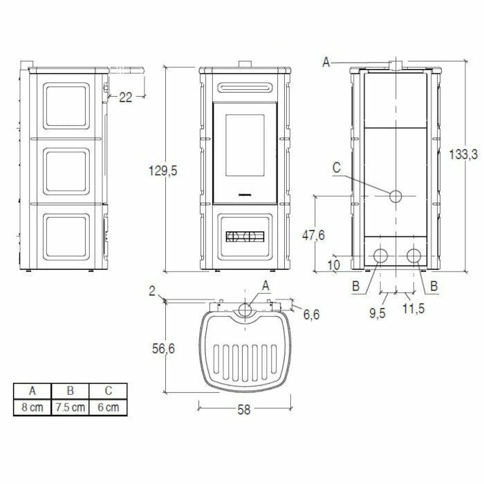 Piazzetta P230 C TOP stufa a pellet 11 kW scarico superiore