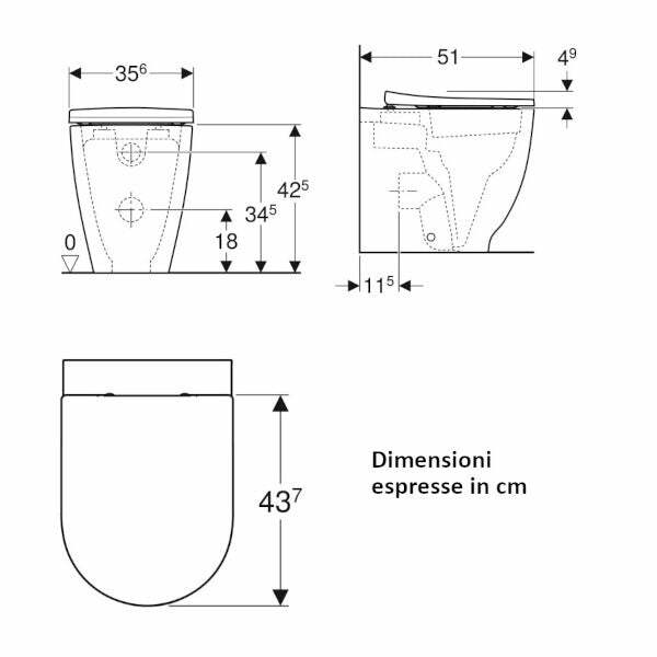 Geberit Acanto vaso a pavimento a cacciata con sedile soft close