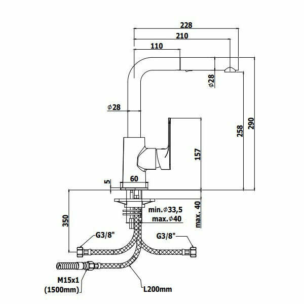 Paffoni Sly miscelatore lavello doccetta estraibile 2 getti cromato