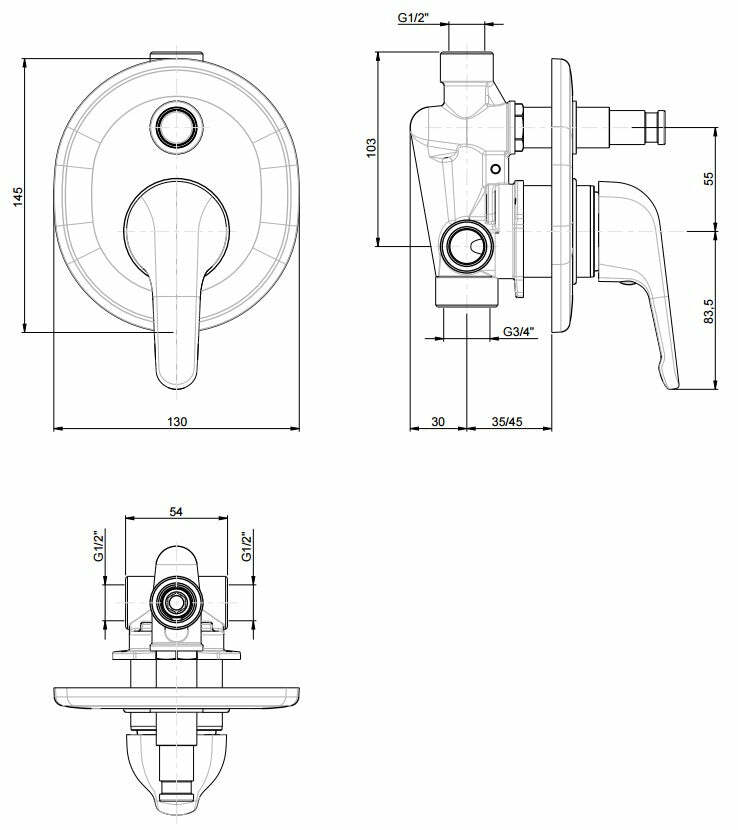 Frattini Tuingo miscelatore doccia incasso con deviatore cromo