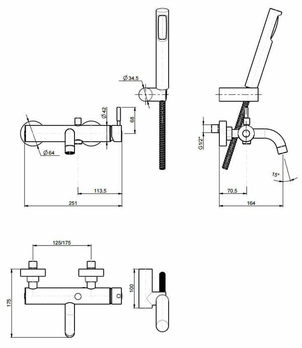 Frattini Gingo miscelatore per vasca cromato