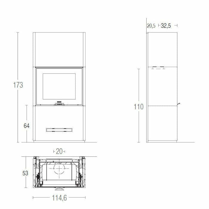 Piazzetta DAVOS MC 105/48 BL stufa caminetto a legna 12 kW