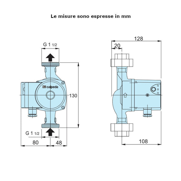 Circolatore per acqua sanitaria NCE PS 25-60/130 Calpeda 50 W