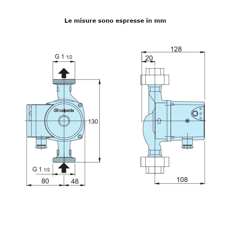 Circolatore per acqua sanitaria NCE PS 25-60/130 Calpeda 50 W