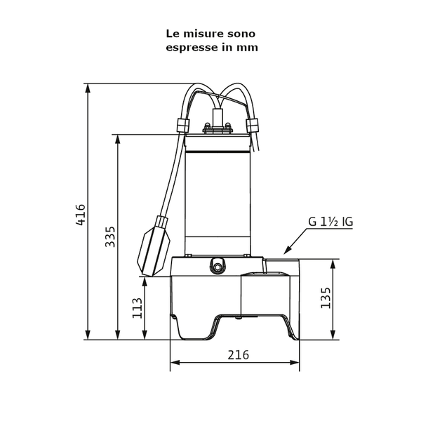 Wilo Rexa MINI3-V04.11/M06-523/A-5M pompa sommergibile acque cariche con galleggiante 0,6 kW 3094005