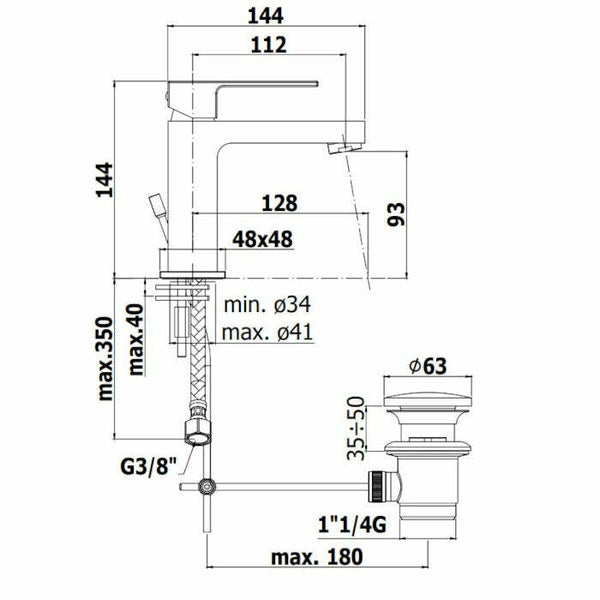 Paffoni Elle-Effe miscelatore lavabo con scarico automatico