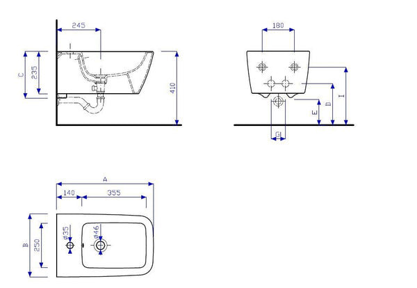 Pozzi Ginori Metrica bidet sospeso
