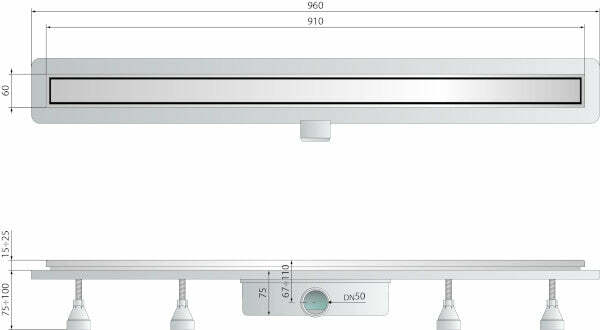 OMP Nanoflow canalina per doccia a pavimento 900 mm x DN50