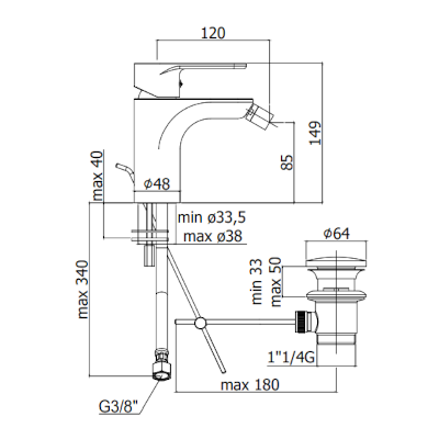 Paffoni Green miscelatore bidet con scarico automatico cromo