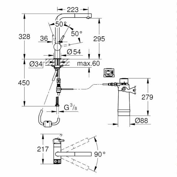 Grohe Blue PURE MINTA 120835 starter kit miscelatore L, filtro 5 fasi, contalitri