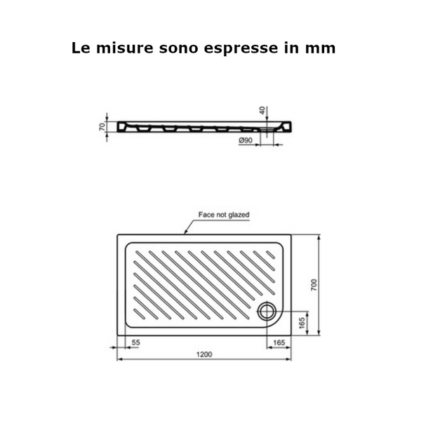 Piatto doccia LBST J002401 rettangolare Ideal Standard 120 x 70 cm