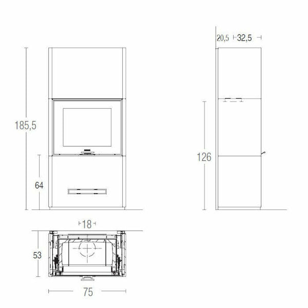 Piazzetta DAVOS MC 65/60 stufa caminetto a legna 11 kW