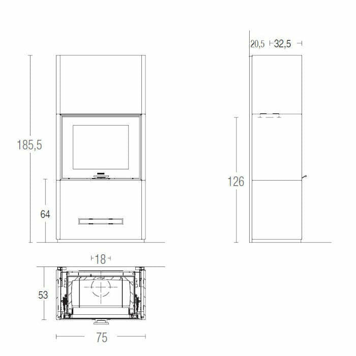 Piazzetta DAVOS MC 65/60 stufa caminetto a legna 11 kW