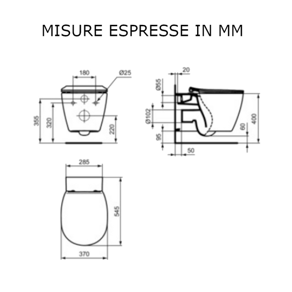 Vaso sospeso Connect E048301 Ideal Standard con sedile slim