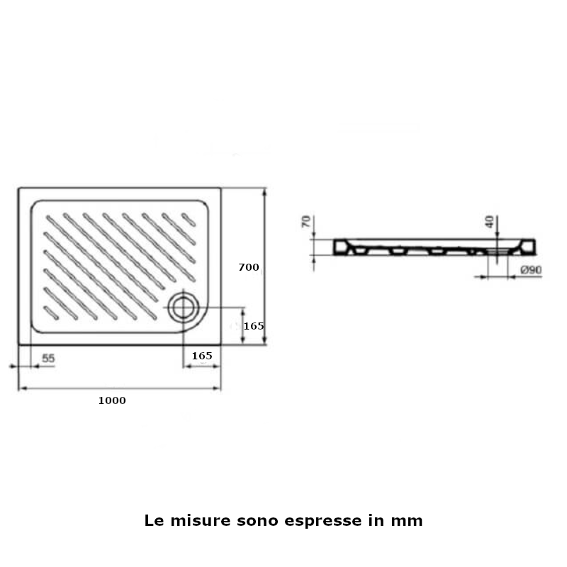 Piatto doccia LBST J025801 Ideal Standard rettangolare 100 x 70 mm