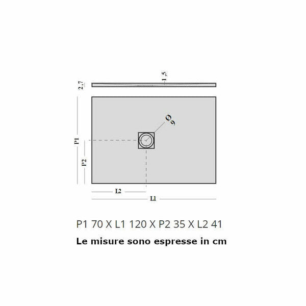 Piatto doccia Stone PT1040 Agha 70 x 120 cm bianco