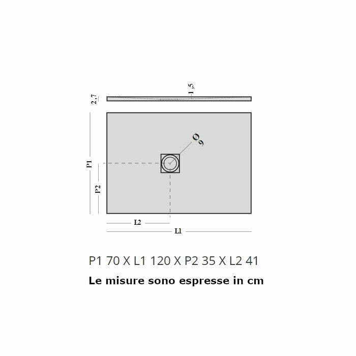 Piatto doccia Stone PT1040 Agha 70 x 120 cm bianco